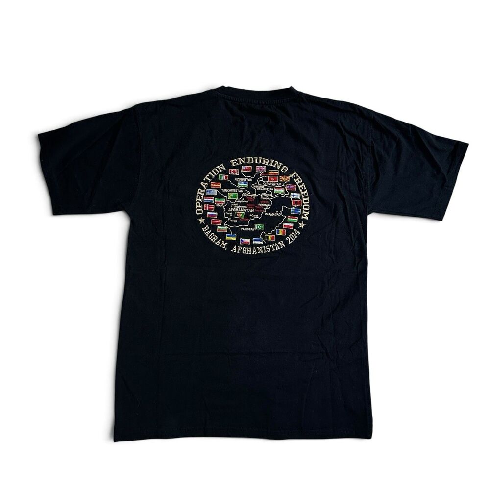 Afghanistan Bagram 2014 Operation Enduring Freedom T-Shirt Embroidered Large VTG